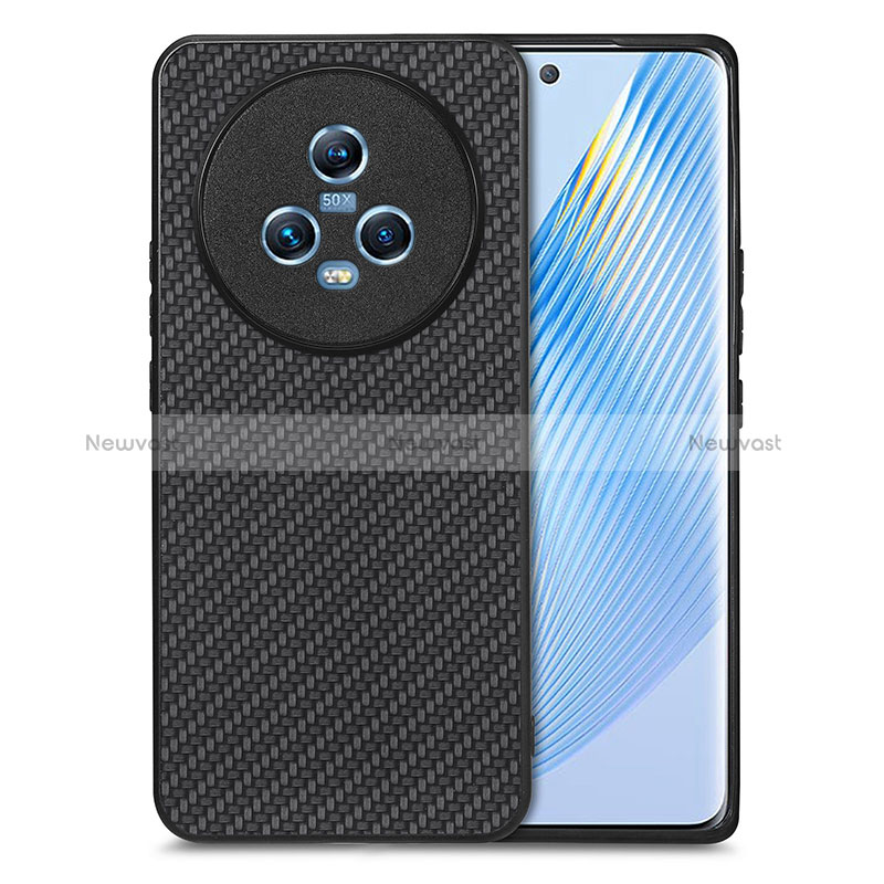 Soft Silicone Gel Leather Snap On Case Cover S03D for Huawei Honor Magic5 5G Black