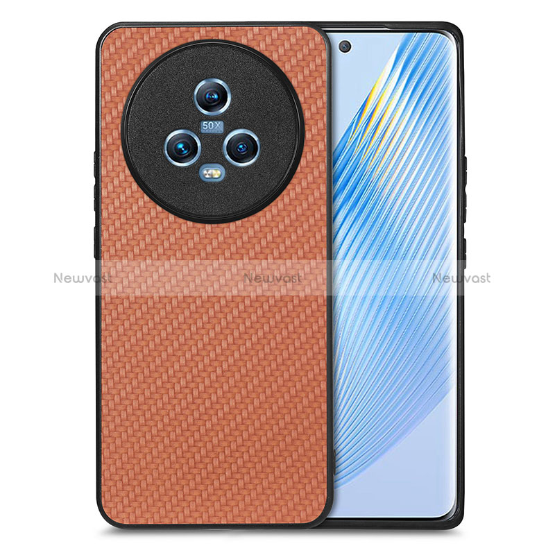 Soft Silicone Gel Leather Snap On Case Cover S03D for Huawei Honor Magic5 5G Brown