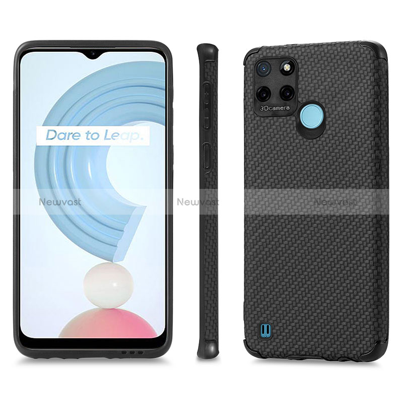 Soft Silicone Gel Leather Snap On Case Cover S03D for Realme C21Y Black