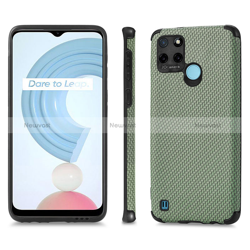 Soft Silicone Gel Leather Snap On Case Cover S03D for Realme C21Y Green