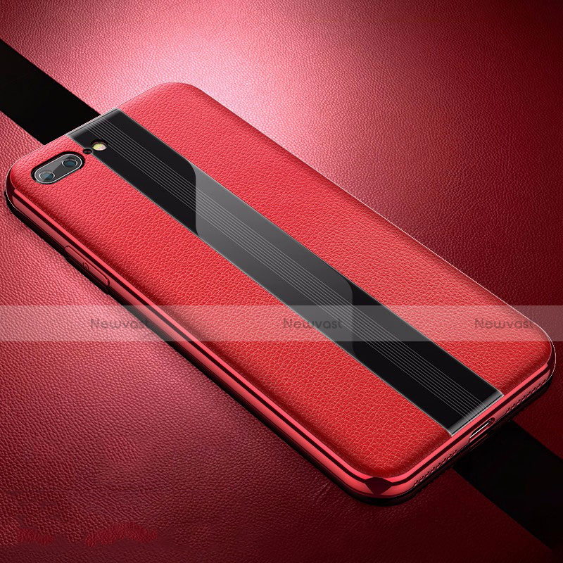 Soft Silicone Gel Leather Snap On Case Cover S04 for Apple iPhone 7 Plus Red