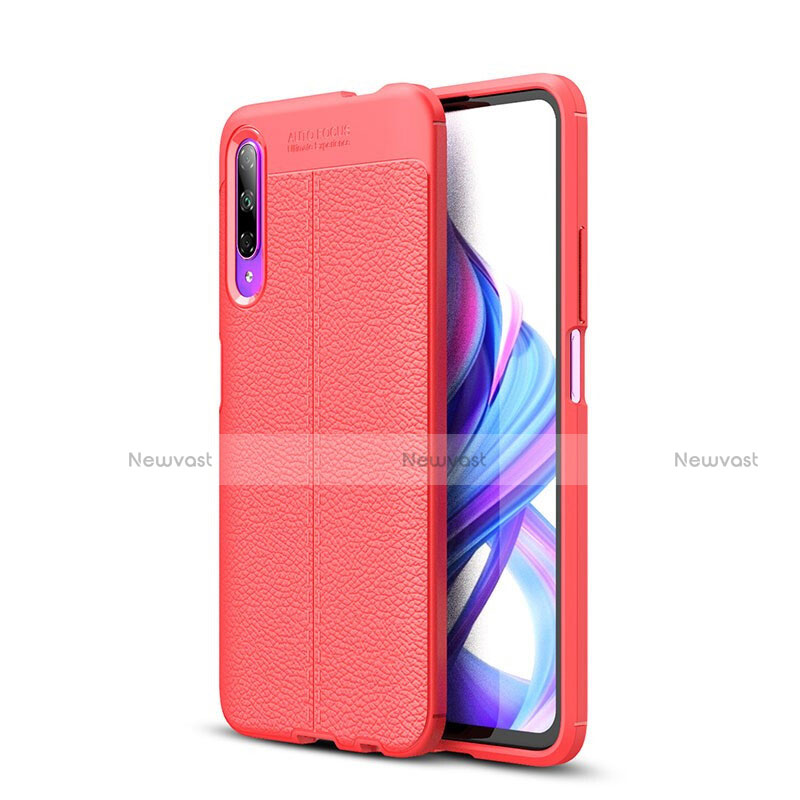 Soft Silicone Gel Leather Snap On Case Cover S04 for Huawei Y9s Red