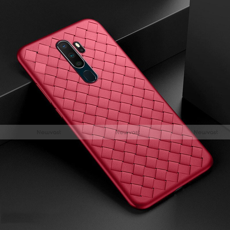 Soft Silicone Gel Leather Snap On Case Cover S04 for Oppo A11 Red