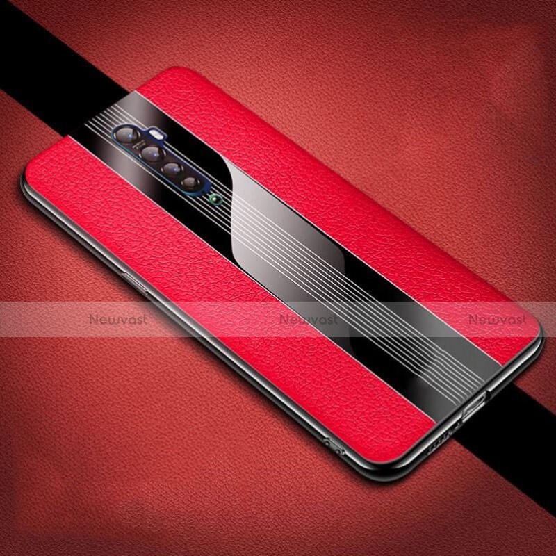 Soft Silicone Gel Leather Snap On Case Cover S04 for Oppo Reno2 Red