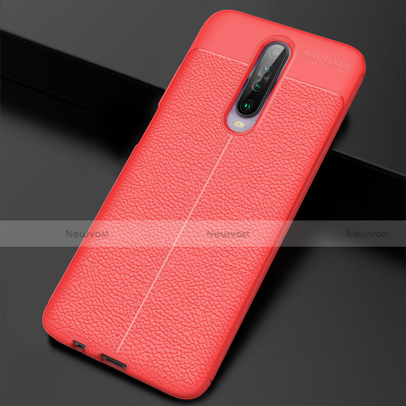 Soft Silicone Gel Leather Snap On Case Cover S04 for Xiaomi Redmi K30i 5G Red