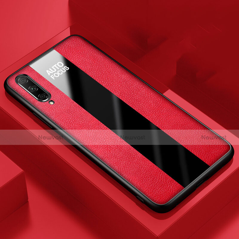 Soft Silicone Gel Leather Snap On Case Cover S05 for Huawei P Smart Pro (2019) Red
