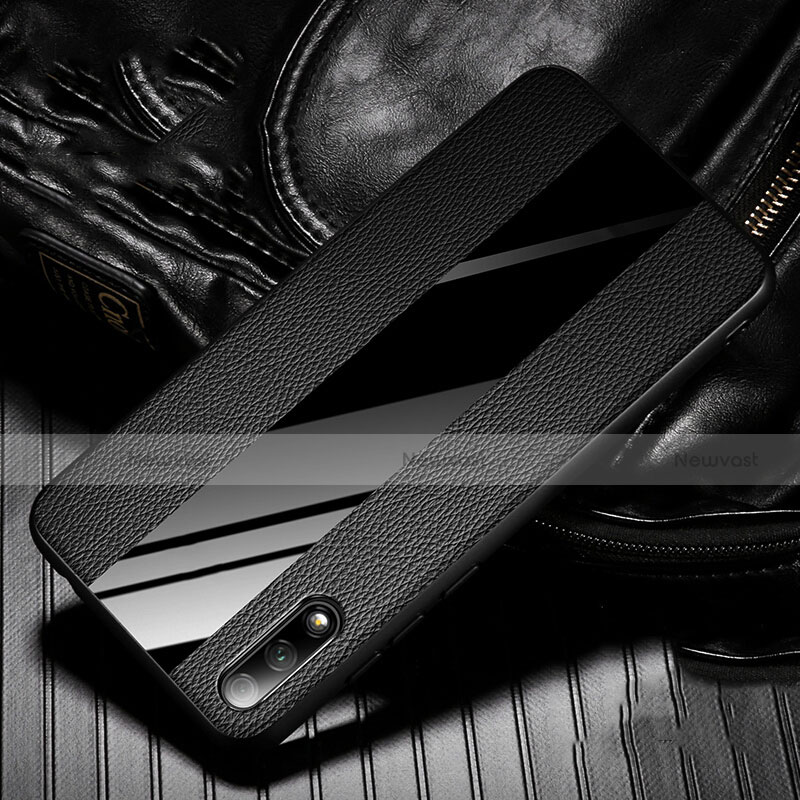 Soft Silicone Gel Leather Snap On Case Cover S05 for Huawei P Smart Z (2019) Black