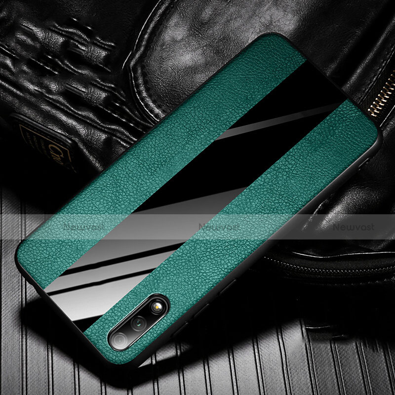 Soft Silicone Gel Leather Snap On Case Cover S05 for Huawei P Smart Z (2019) Green