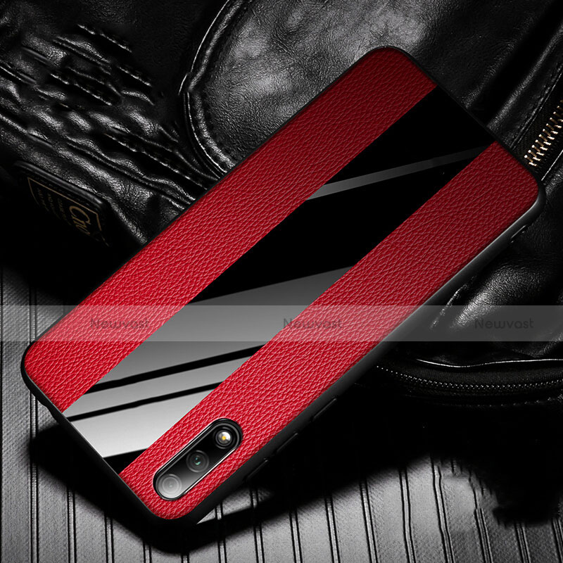 Soft Silicone Gel Leather Snap On Case Cover S05 for Huawei P Smart Z (2019) Red