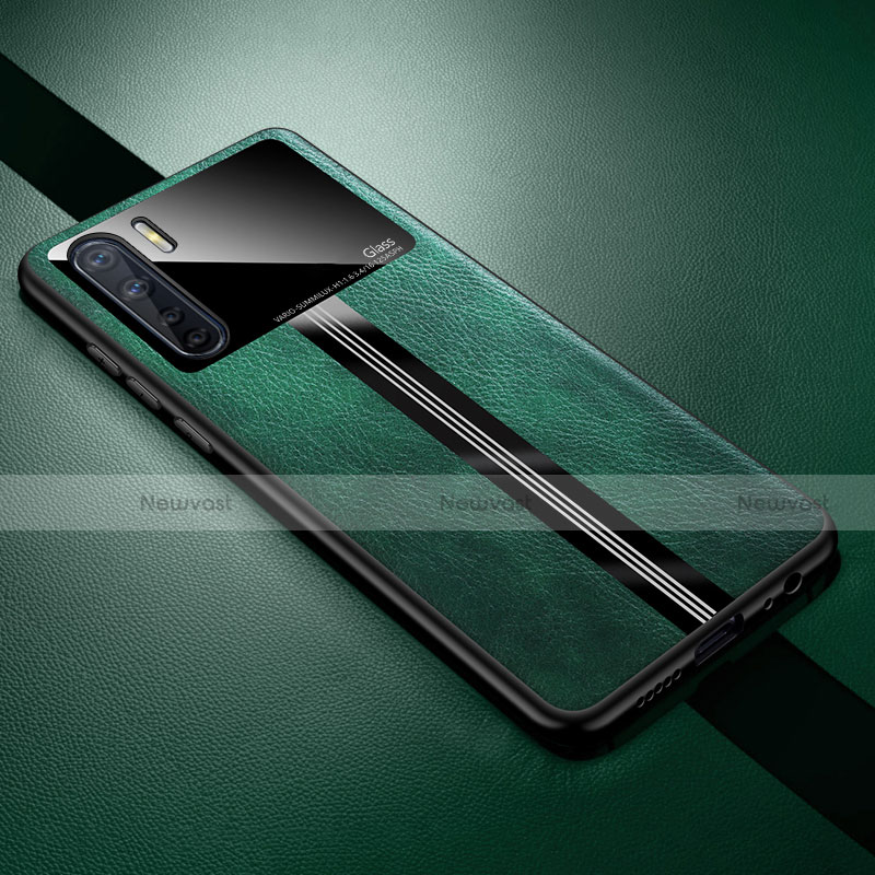 Soft Silicone Gel Leather Snap On Case Cover S05 for Oppo A91 Green