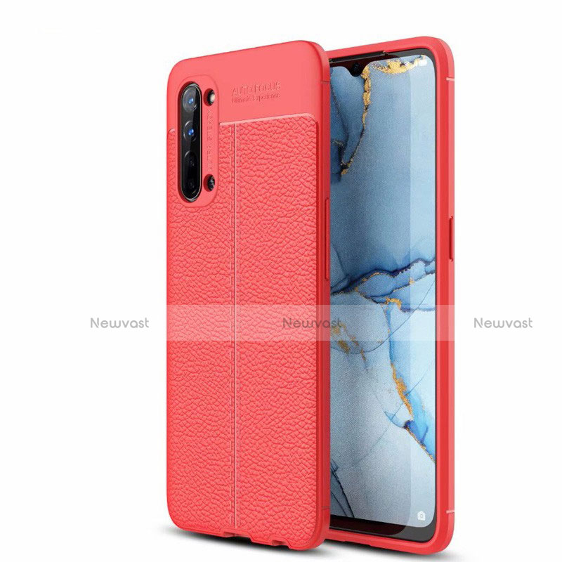 Soft Silicone Gel Leather Snap On Case Cover S05 for Oppo F15 Red