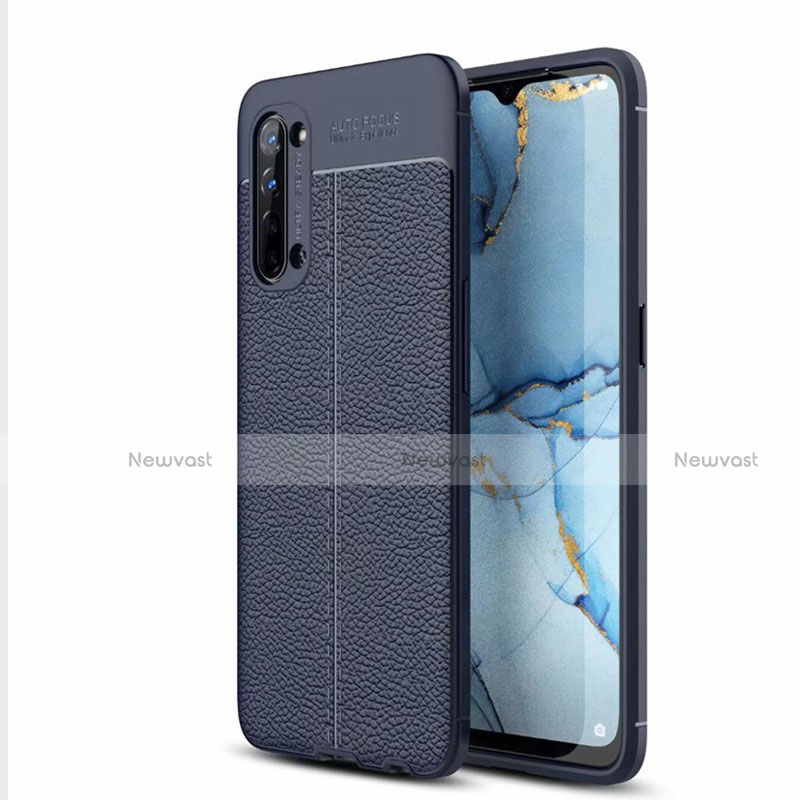 Soft Silicone Gel Leather Snap On Case Cover S05 for Oppo Reno3 Blue