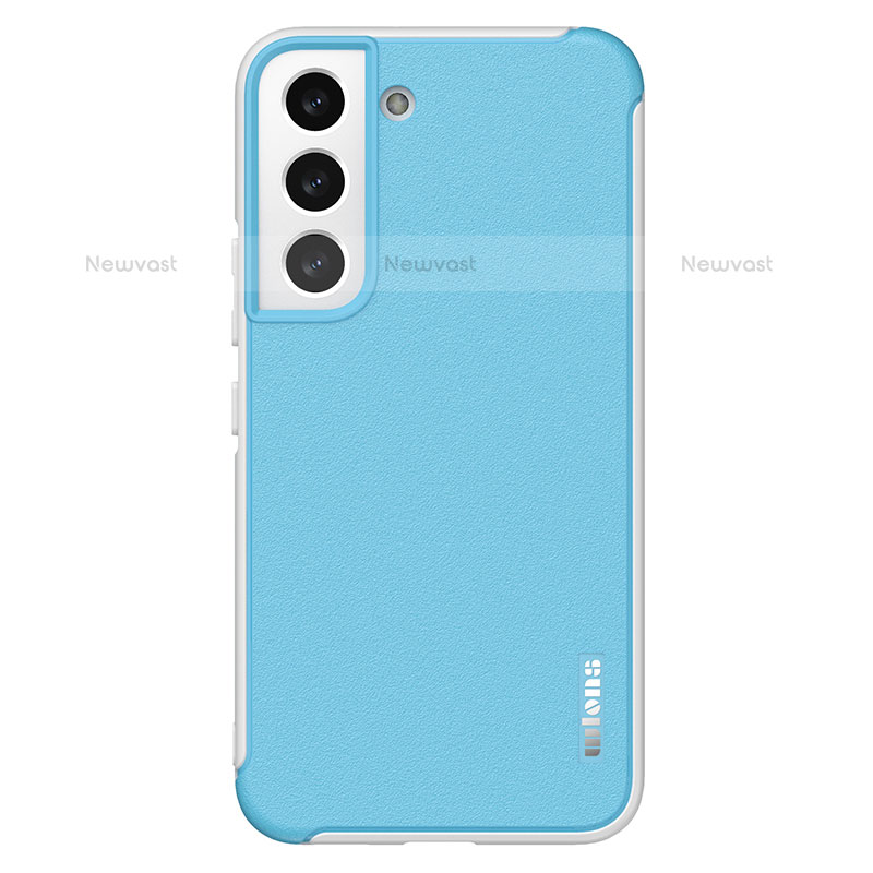 Soft Silicone Gel Leather Snap On Case Cover S05 for Samsung Galaxy S21 Plus 5G Sky Blue