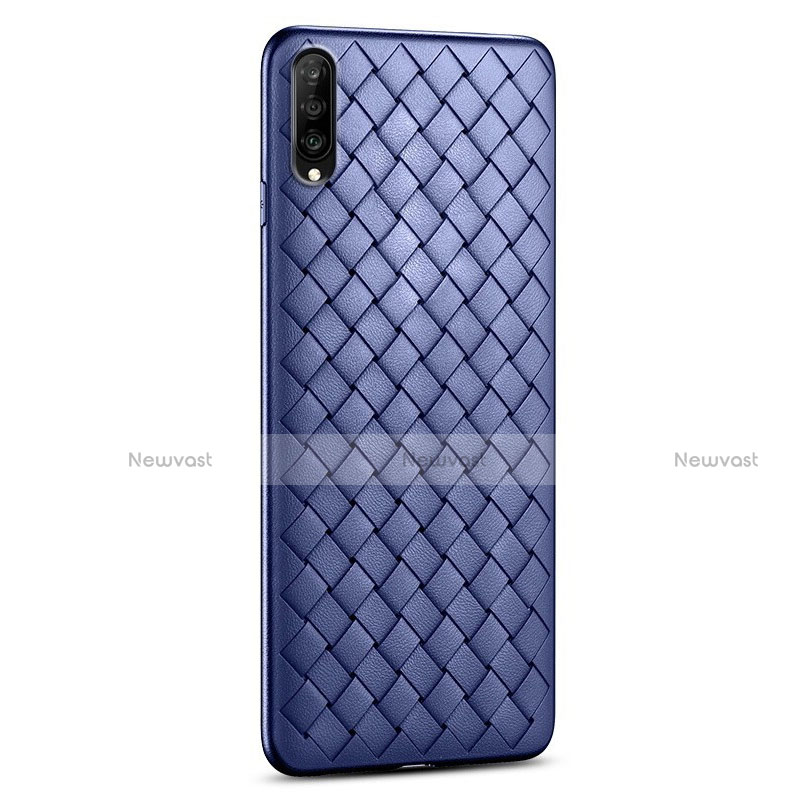 Soft Silicone Gel Leather Snap On Case Cover S06 for Huawei Honor 9X Pro Blue