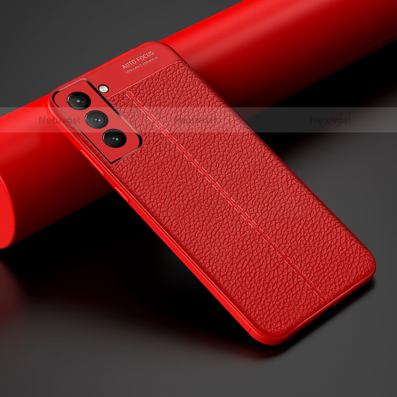 Soft Silicone Gel Leather Snap On Case Cover S06 for Samsung Galaxy S21 Plus 5G Red