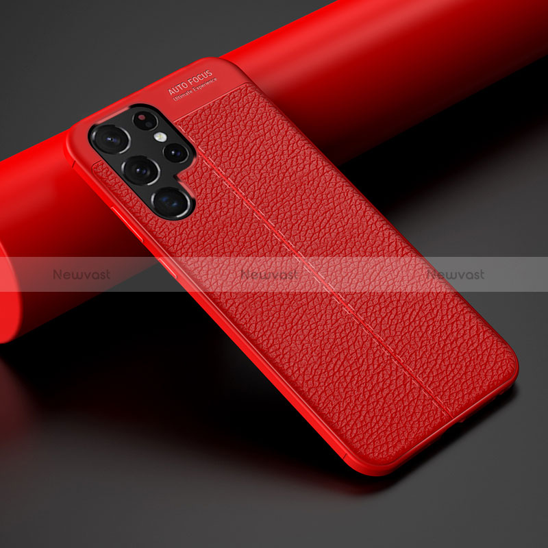 Soft Silicone Gel Leather Snap On Case Cover S06 for Samsung Galaxy S24 Ultra 5G Red