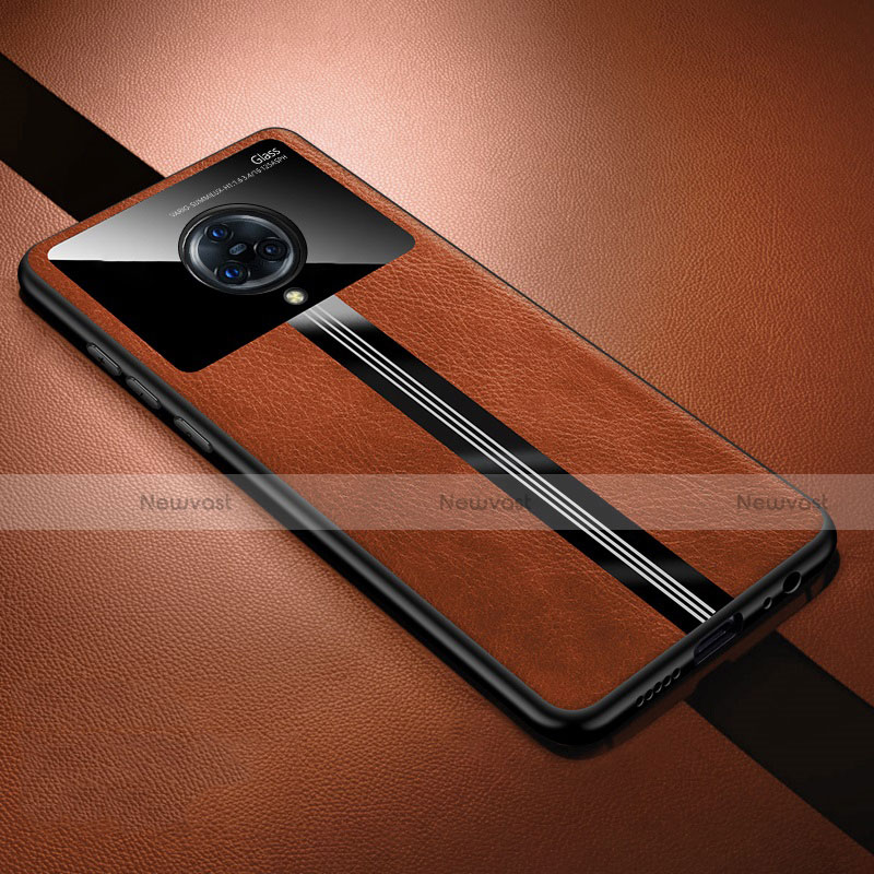 Soft Silicone Gel Leather Snap On Case Cover S06 for Vivo Nex 3 Brown