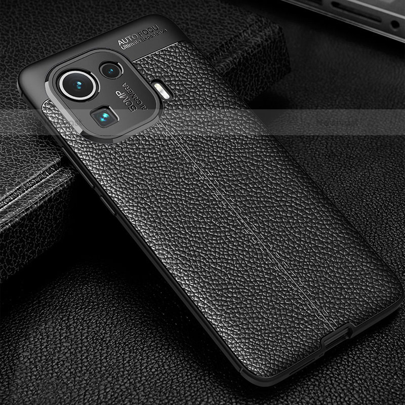 Soft Silicone Gel Leather Snap On Case Cover S06 for Xiaomi Mi 11 Pro 5G Black