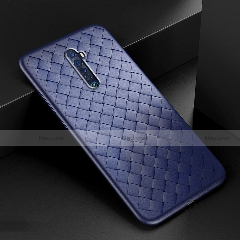 Soft Silicone Gel Leather Snap On Case Cover S07 for Oppo Reno2 Blue