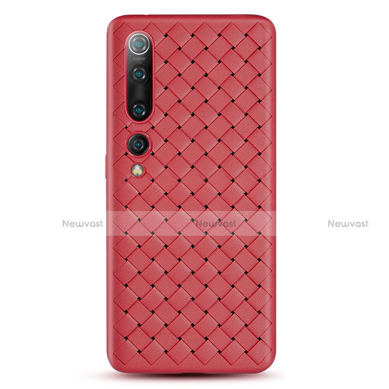 Soft Silicone Gel Leather Snap On Case Cover S07 for Xiaomi Mi 10 Red