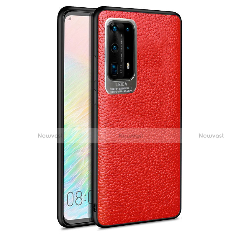 Soft Silicone Gel Leather Snap On Case Cover S08 for Huawei P40 Pro+ Plus Red