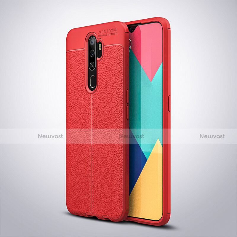 Soft Silicone Gel Leather Snap On Case Cover S08 for Oppo A11 Red