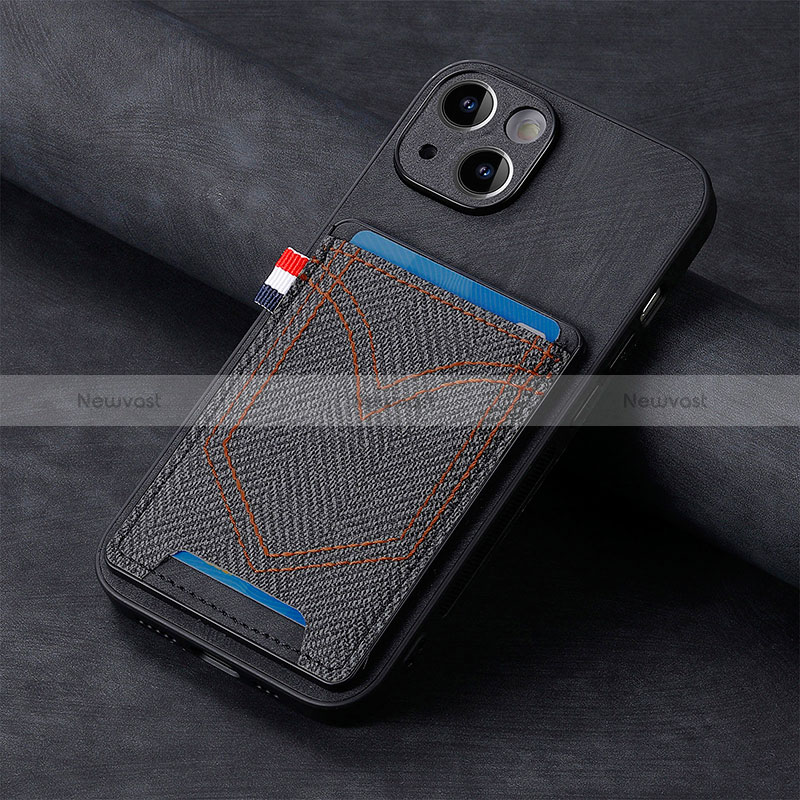 Soft Silicone Gel Leather Snap On Case Cover SD1 for Apple iPhone 13 Black