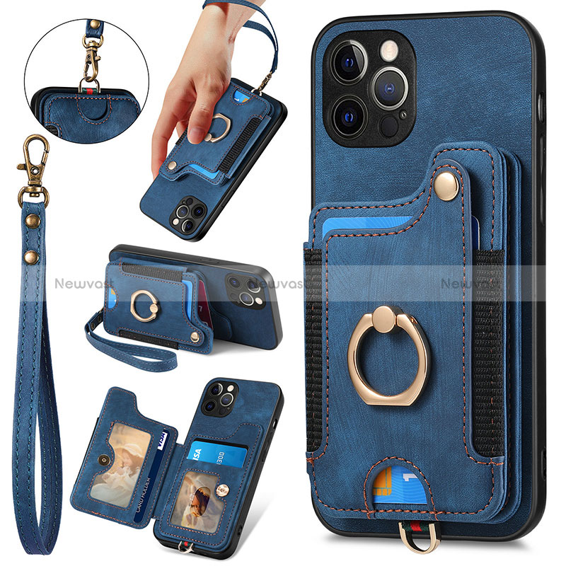 Soft Silicone Gel Leather Snap On Case Cover SD1 for Apple iPhone 13 Pro Max Blue