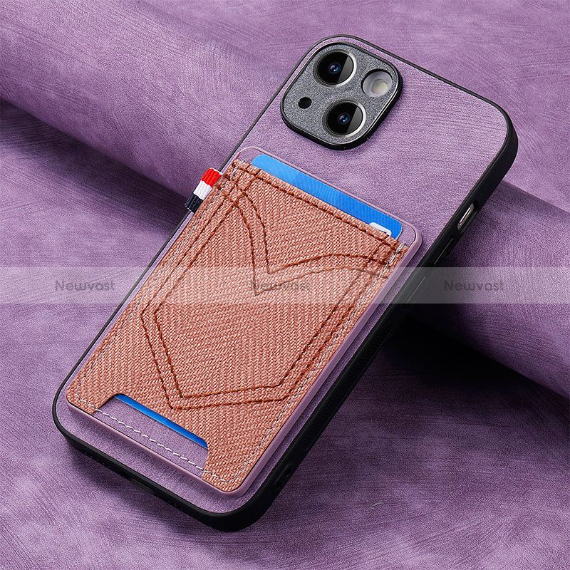 Soft Silicone Gel Leather Snap On Case Cover SD1 for Apple iPhone 14 Clove Purple