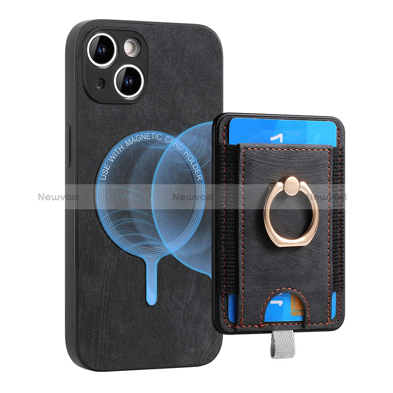 Soft Silicone Gel Leather Snap On Case Cover SD1 for Apple iPhone 14 Plus Black