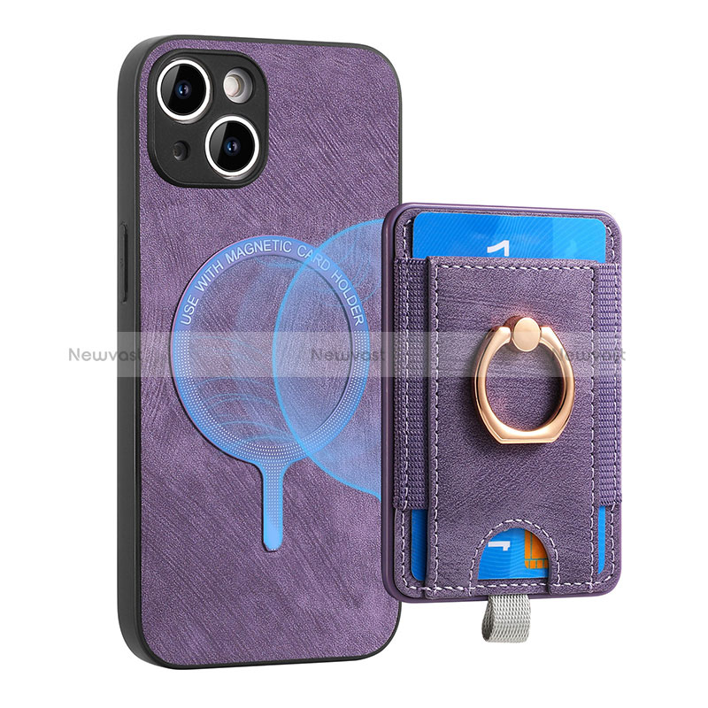 Soft Silicone Gel Leather Snap On Case Cover SD1 for Apple iPhone 14 Plus Clove Purple