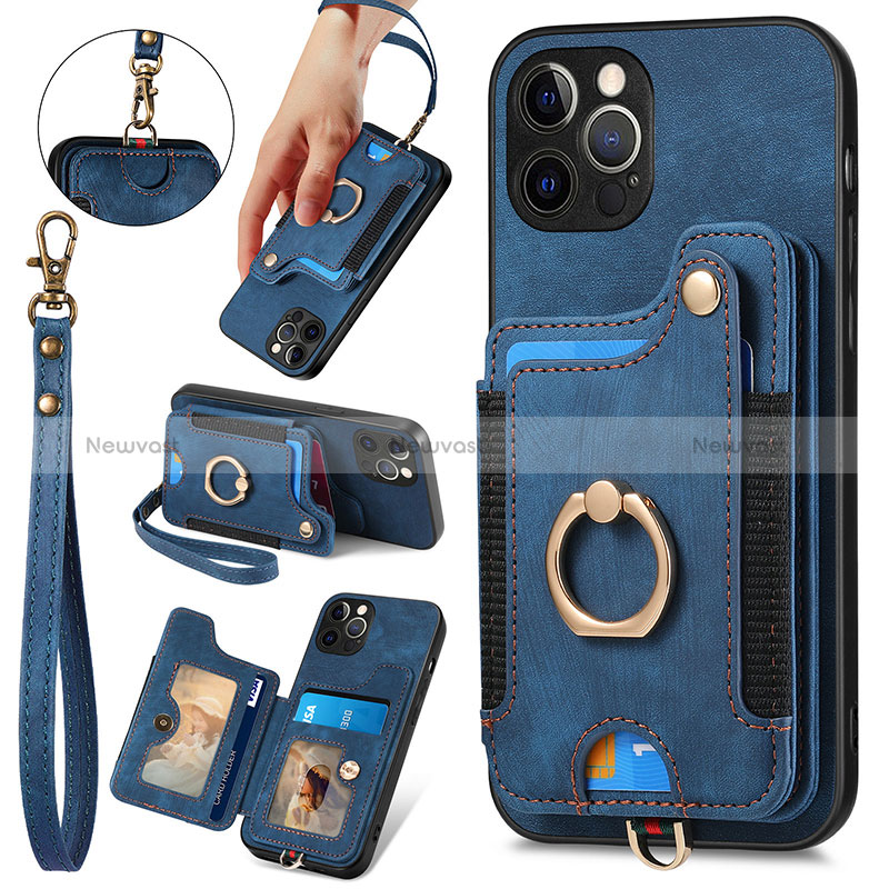 Soft Silicone Gel Leather Snap On Case Cover SD1 for Apple iPhone 14 Pro Max Blue