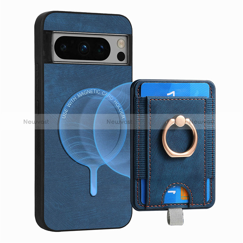 Soft Silicone Gel Leather Snap On Case Cover SD1 for Google Pixel 8 Pro 5G Blue