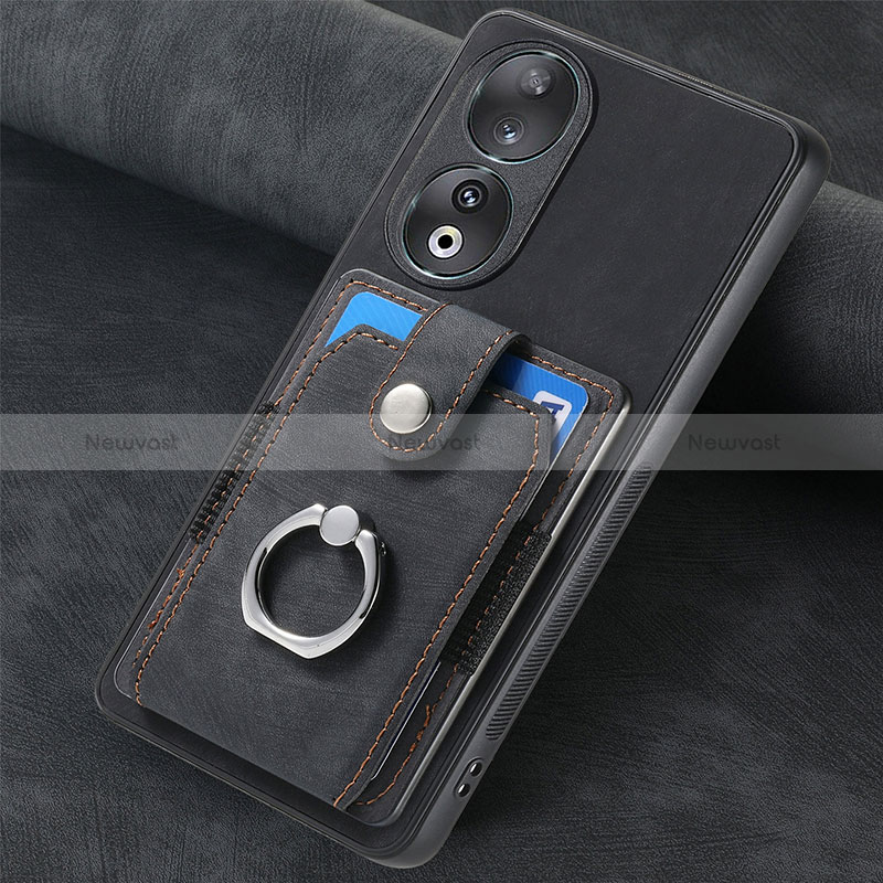 Soft Silicone Gel Leather Snap On Case Cover SD1 for Huawei Honor 90 5G Black