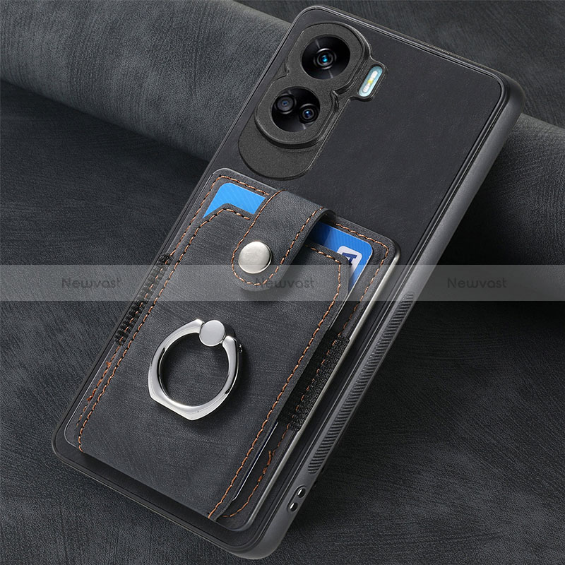 Soft Silicone Gel Leather Snap On Case Cover SD1 for Huawei Honor 90 Lite 5G Black