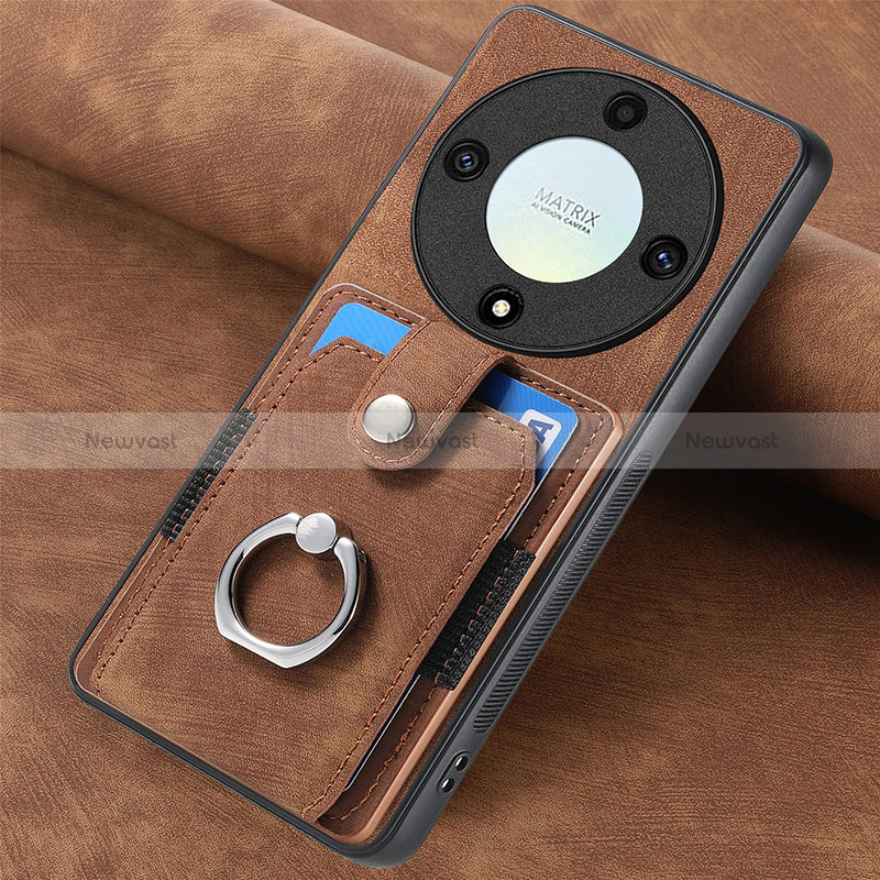 Soft Silicone Gel Leather Snap On Case Cover SD1 for Huawei Honor Magic5 Lite 5G Brown