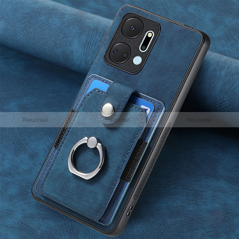 Soft Silicone Gel Leather Snap On Case Cover SD1 for Huawei Honor X7a Blue