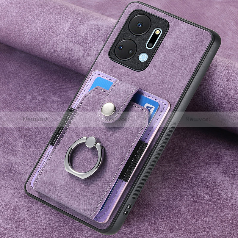 Soft Silicone Gel Leather Snap On Case Cover SD1 for Huawei Honor X7a Clove Purple