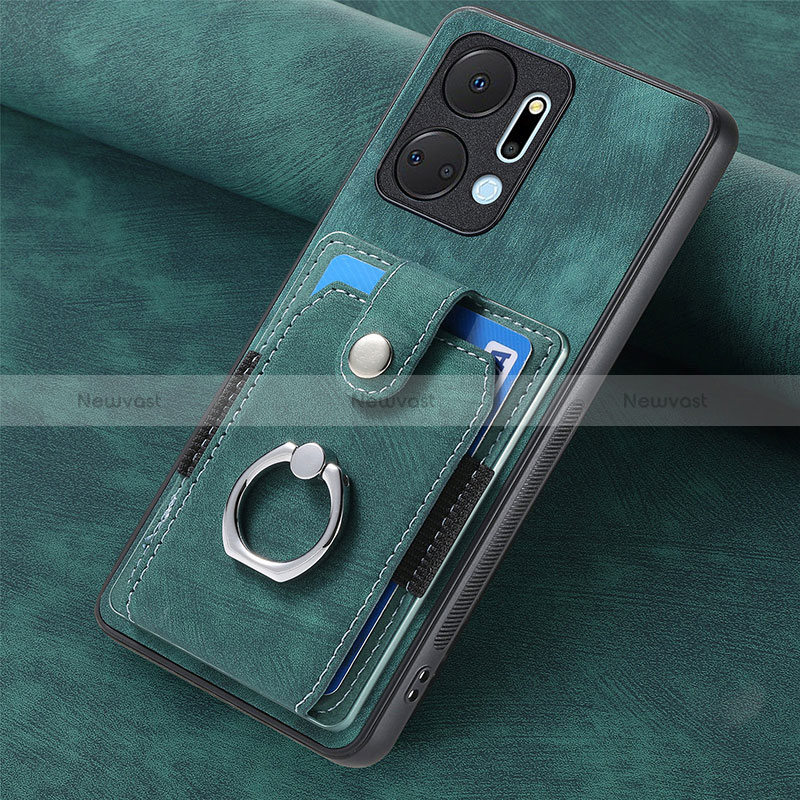 Soft Silicone Gel Leather Snap On Case Cover SD1 for Huawei Honor X7a Green