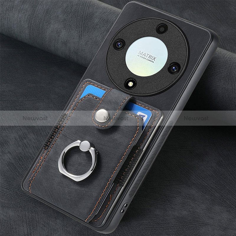 Soft Silicone Gel Leather Snap On Case Cover SD1 for Huawei Honor X9a 5G Black