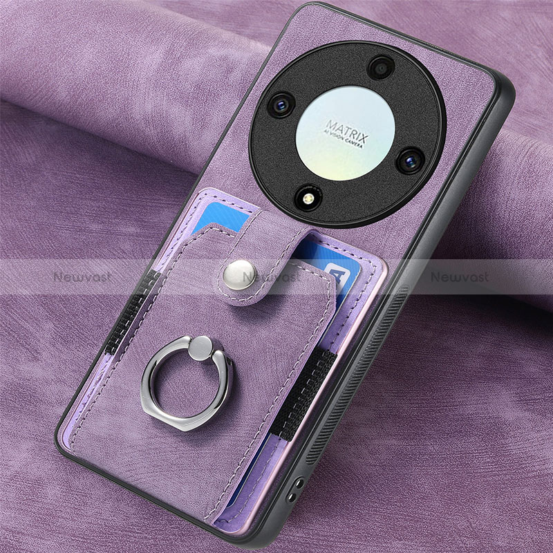 Soft Silicone Gel Leather Snap On Case Cover SD1 for Huawei Honor X9a 5G Clove Purple