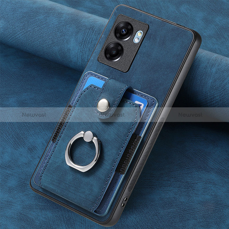 Soft Silicone Gel Leather Snap On Case Cover SD1 for OnePlus Nord N300 5G Blue