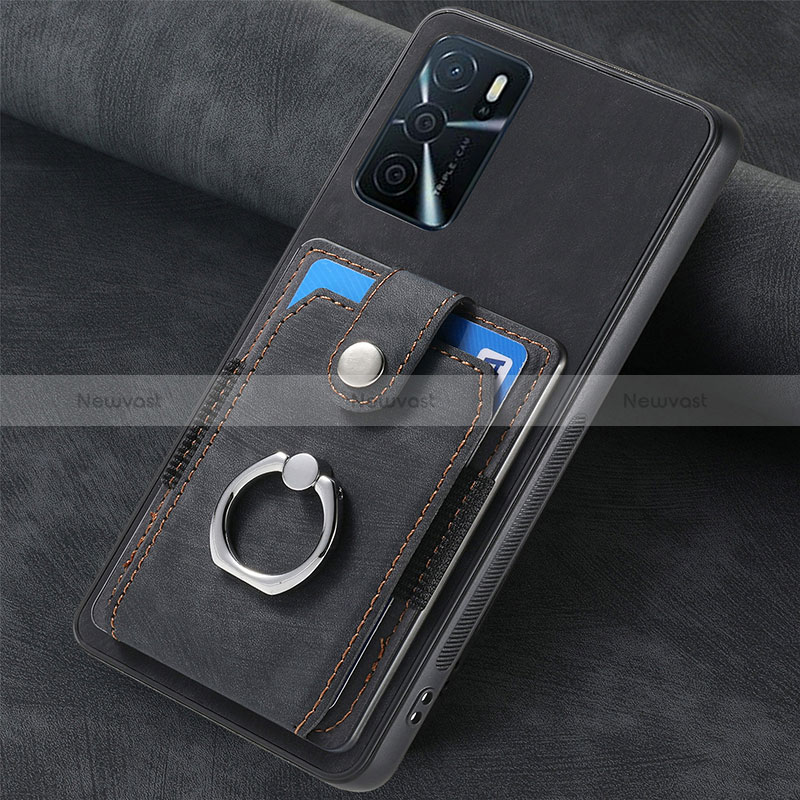 Soft Silicone Gel Leather Snap On Case Cover SD1 for Oppo A16 Black