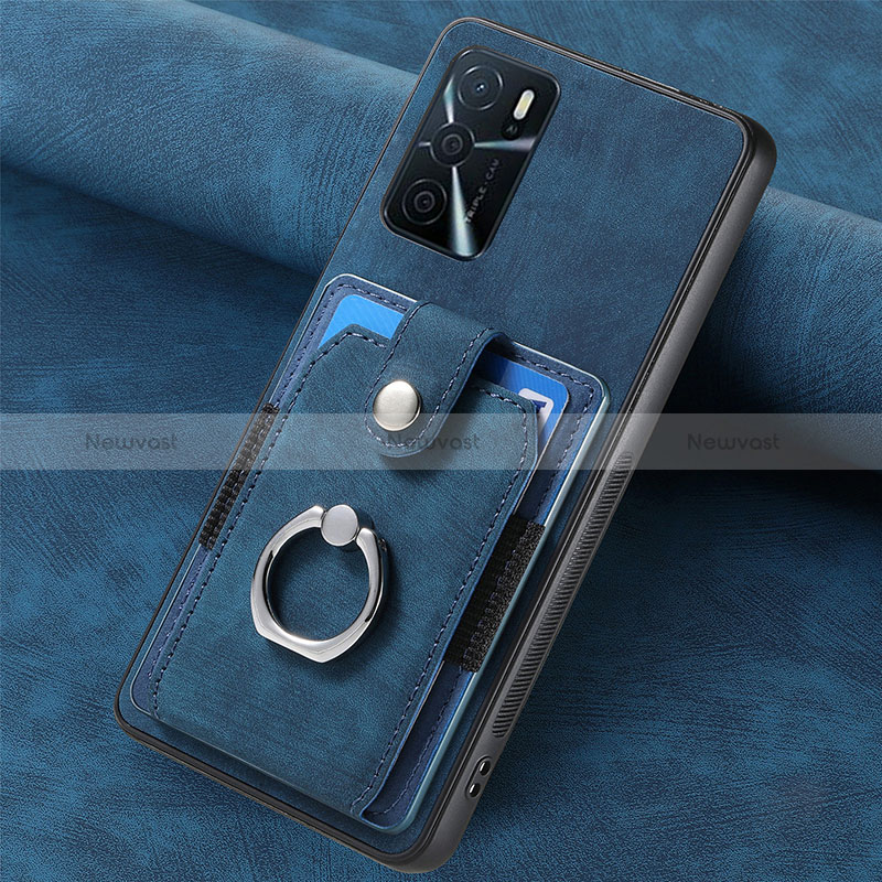 Soft Silicone Gel Leather Snap On Case Cover SD1 for Oppo A16 Blue