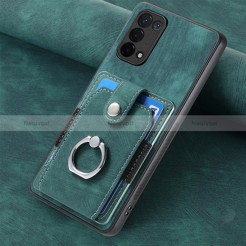 Soft Silicone Gel Leather Snap On Case Cover SD1 for Oppo A54 5G Green