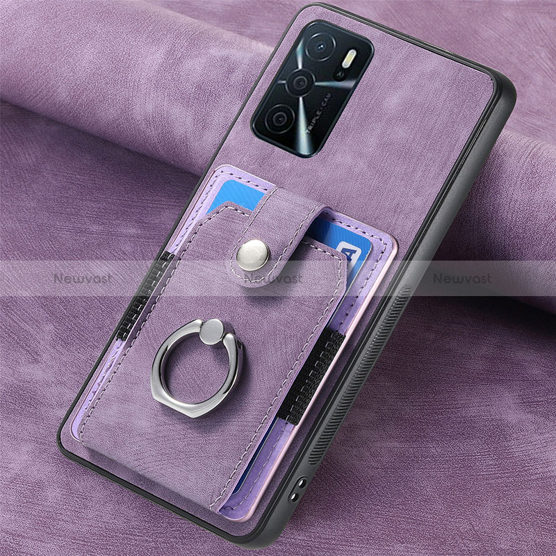 Soft Silicone Gel Leather Snap On Case Cover SD1 for Oppo A54s Clove Purple