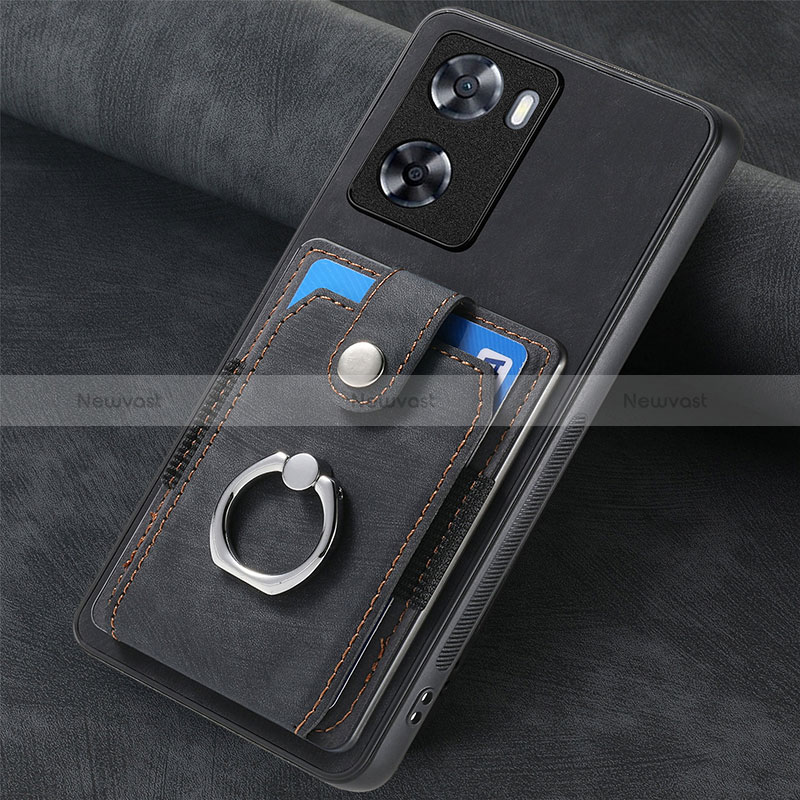 Soft Silicone Gel Leather Snap On Case Cover SD1 for Oppo A57 4G Black