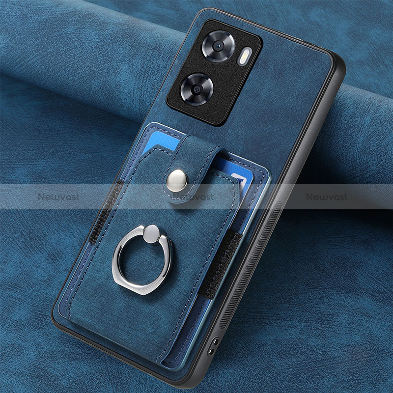 Soft Silicone Gel Leather Snap On Case Cover SD1 for Oppo A57 4G Blue