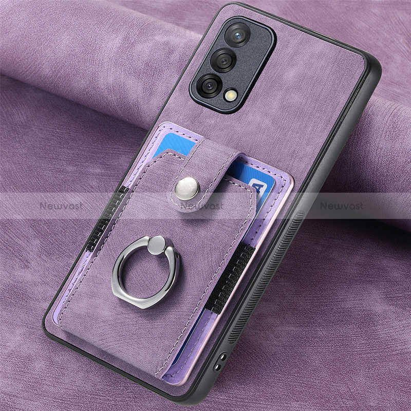 Soft Silicone Gel Leather Snap On Case Cover SD1 for Oppo A74 4G Clove Purple