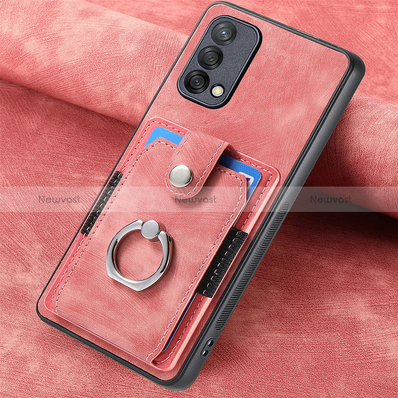 Soft Silicone Gel Leather Snap On Case Cover SD1 for Oppo A74 4G Pink